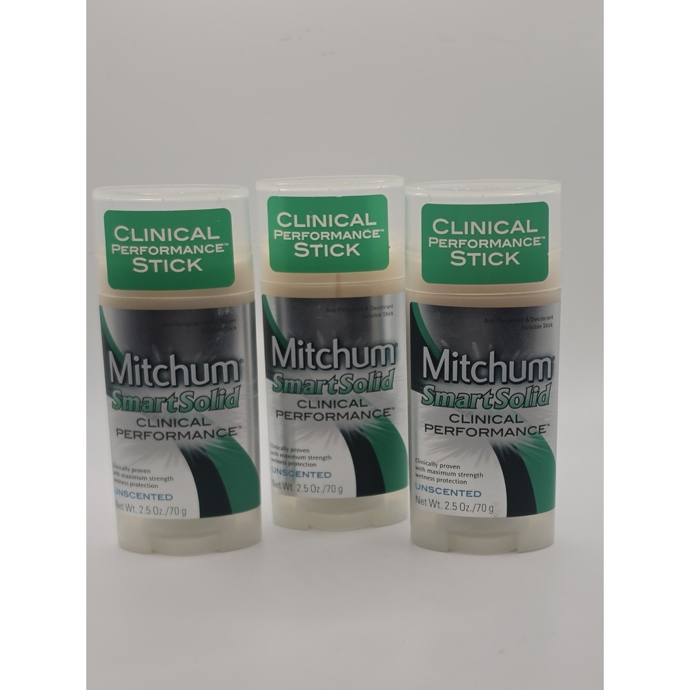 Lot X 3 Mitchum Smart Solid Clinical Performance Unscented Deo 2.5 Oz Cracked